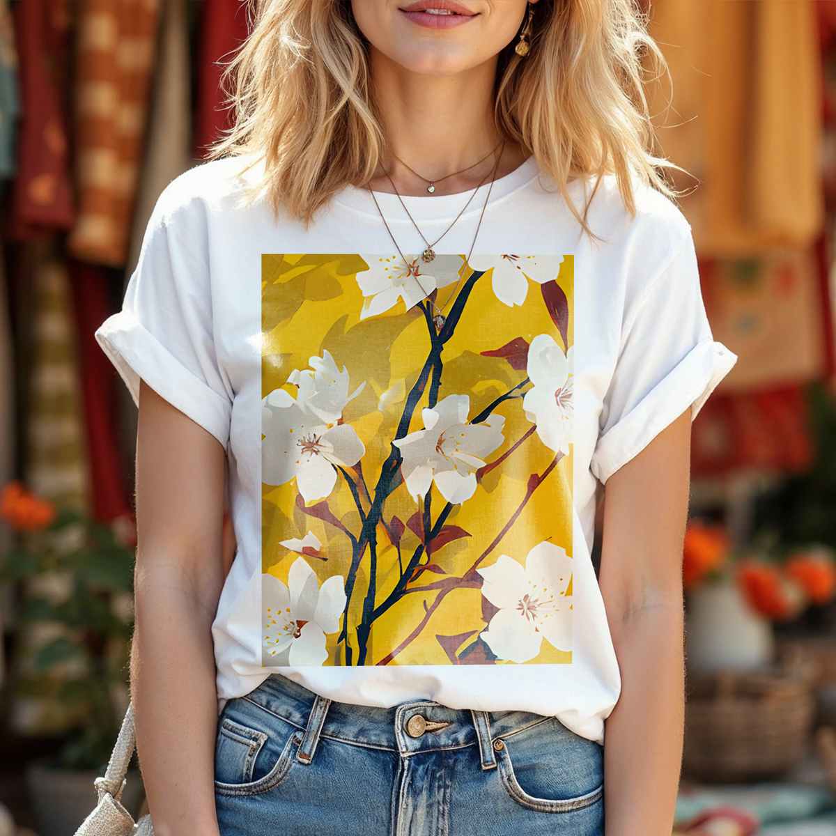 No.88 Floral Fine Art T-Shirt, Premium Quality Tee with YOUR Personalized Quote on Back