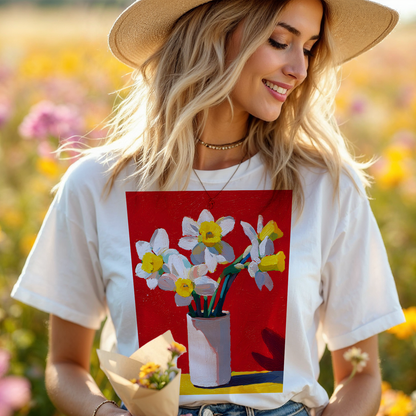 No.77 Floral Fine Art T-Shirt, Premium Quality Tee with YOUR Personalized Quote on Back