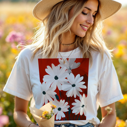 No.87 Floral Fine Art T-Shirt, Premium Quality Tee with YOUR Personalized Quote on Back