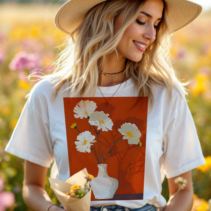 No.76 Floral Fine Art T-Shirt, Premium Quality Tee with YOUR Personalized Quote on Back