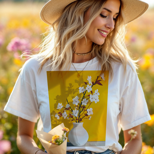 No.83 Floral Fine Art T-Shirt, Premium Quality Tee with YOUR Personalized Quote on Back