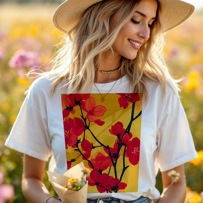 No.89 Floral Fine Art T-Shirt, Premium Quality Tee with YOUR Personalized Quote on Back