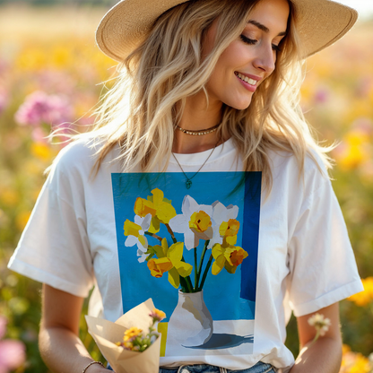 No.73 Floral Fine Art T-Shirt, Premium Quality Tee with YOUR Personalized Quote on Back