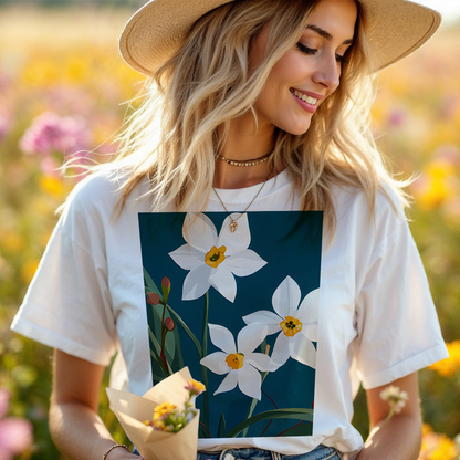 No.90 Floral Fine Art T-Shirt, Premium Quality Tee with YOUR Personalized Quote on Back