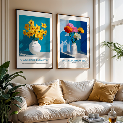 No.01 January Carnations – Personalised Birth Month Flower Fine Art Print on Museum-Quality Paper
