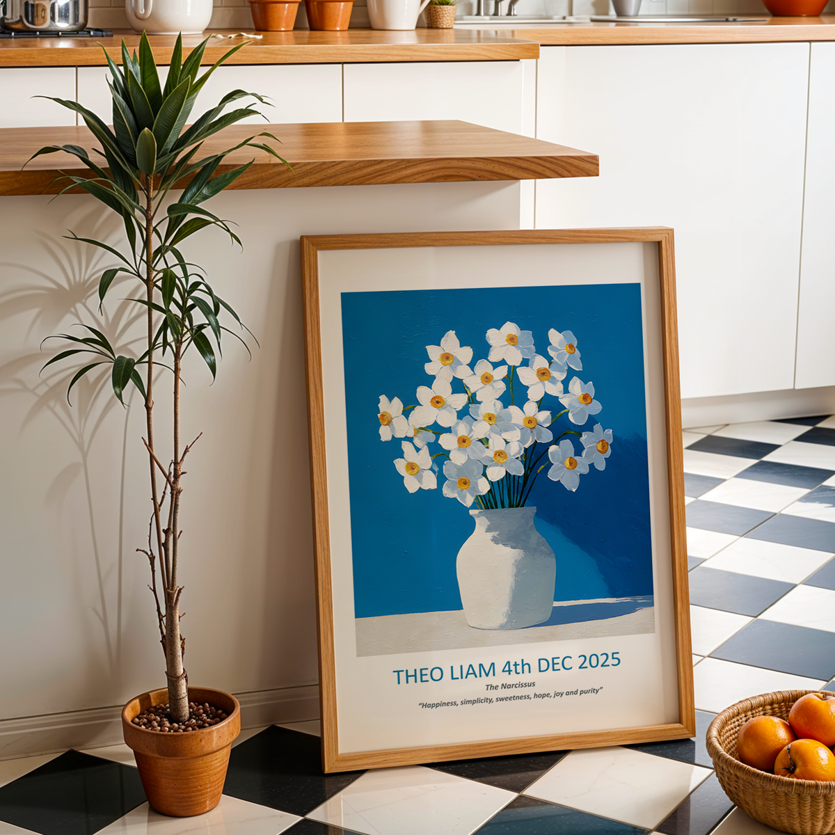 No.12 December Narcissus – Personalised Birth Month Flower Fine Art Print on Museum-Quality Paper