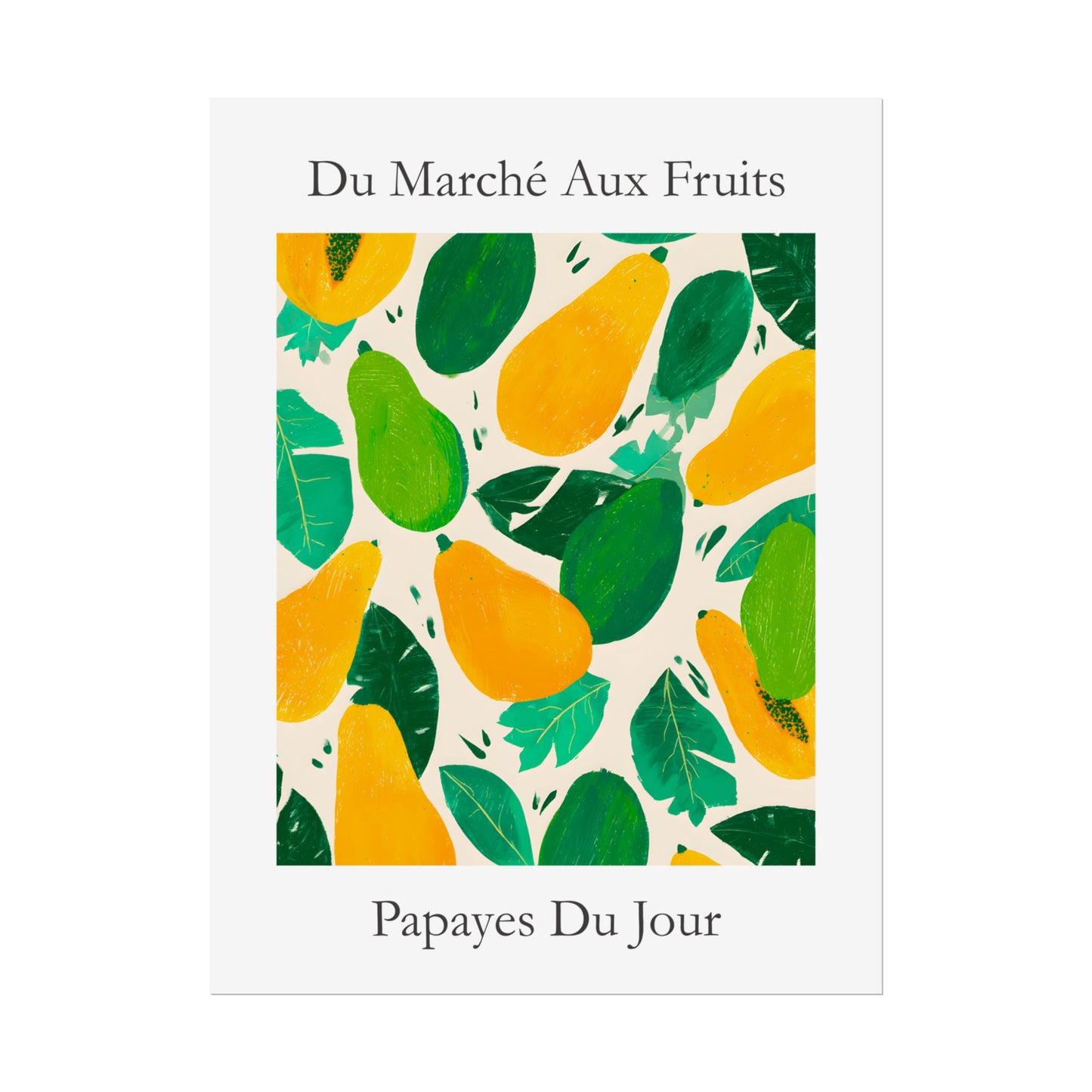 No.222 Papayas Market Art Print – French Fruit Kitchen Wall Decor (Papayes du Jour)