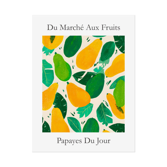 No.222 Papayas Market Art Print – French Fruit Kitchen Wall Decor (Papayes du Jour)