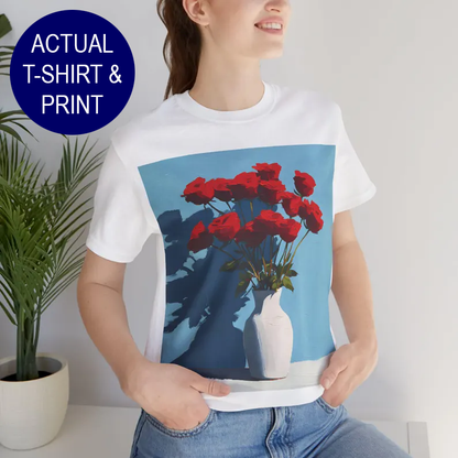No.66 June Roses Birth Flower T-Shirt – Premium Fine Art Tee with YOUR Personalized Quote on Back
