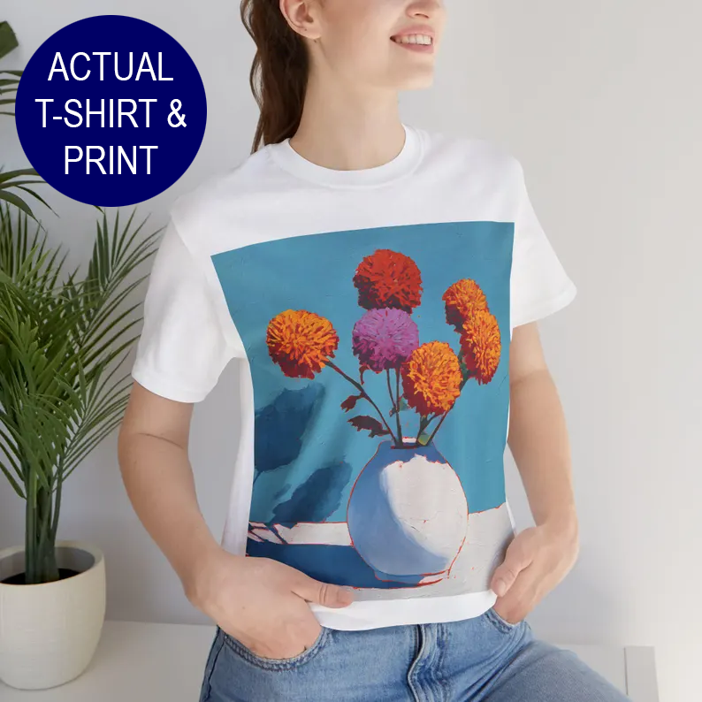 No.71 November Chrysanthemums Birth Flower T-Shirt – Premium Fine Art Tee with YOUR Personalized Quote on Back