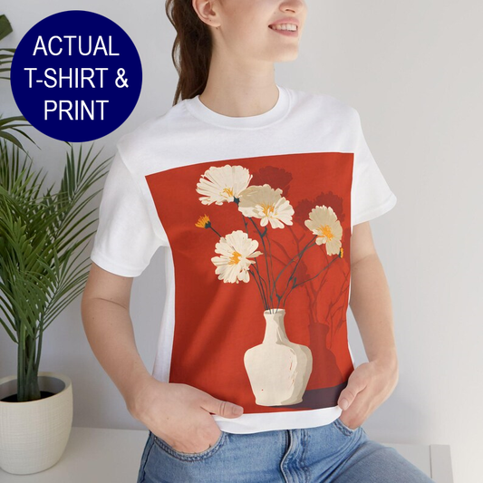 No.76 Floral Fine Art T-Shirt, Premium Quality Tee with YOUR Personalized Quote on Back