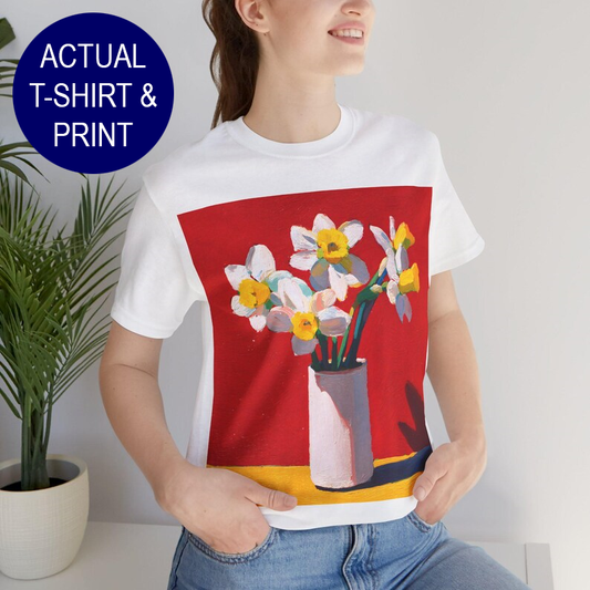 No.77 Floral Fine Art T-Shirt, Premium Quality Tee with YOUR Personalized Quote on Back
