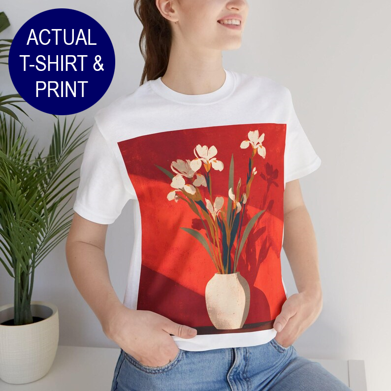 No.79 Floral Fine Art T-Shirt, Premium Quality Tee with YOUR Personalized Quote on Back