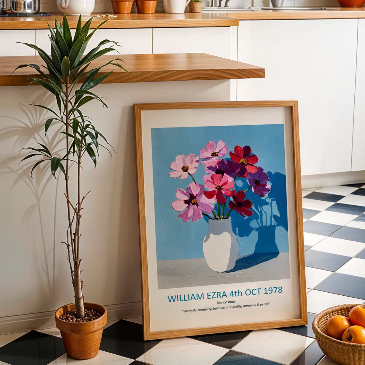 No.10 October Cosmos – Personalised Birth Month Flower Fine Art Print on Museum-Quality Paper