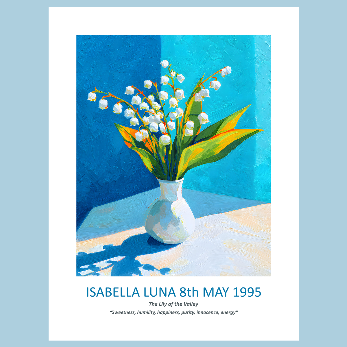 No.05 May Lily of the Valley – Personalised Birth Month Flower Fine Art Print on Museum-Quality Paper