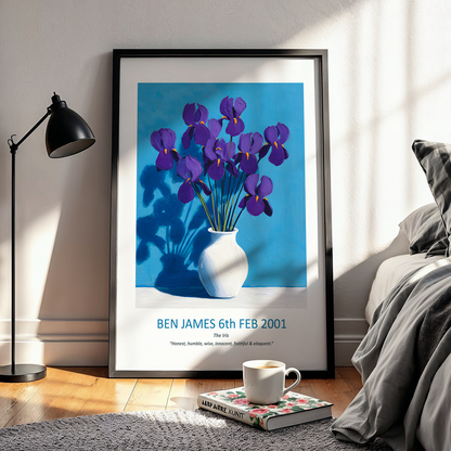 No.02 February Irises – Personalised Birth Month Flower Fine Art Print on Museum-Quality Paper