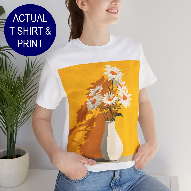 No.80 Floral Fine Art T-Shirt, Premium Quality Tee with YOUR Personalized Quote on Back