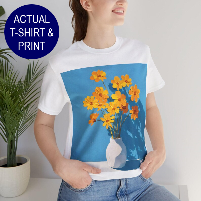 No.82 Floral Fine Art T-Shirt, Premium Quality Tee with YOUR Personalized Quote on Back
