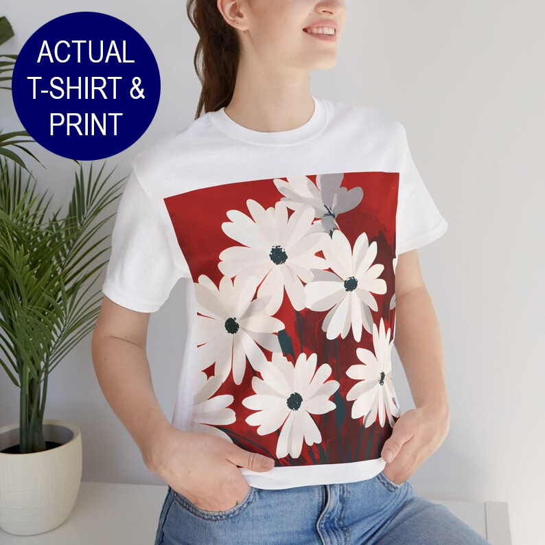 No.87 Floral Fine Art T-Shirt, Premium Quality Tee with YOUR Personalized Quote on Back
