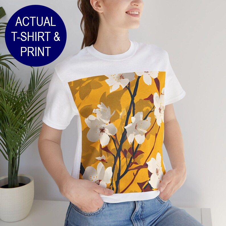 No.88 Floral Fine Art T-Shirt, Premium Quality Tee with YOUR Personalized Quote on Back