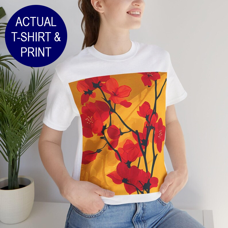 No.89 Floral Fine Art T-Shirt, Premium Quality Tee with YOUR Personalized Quote on Back