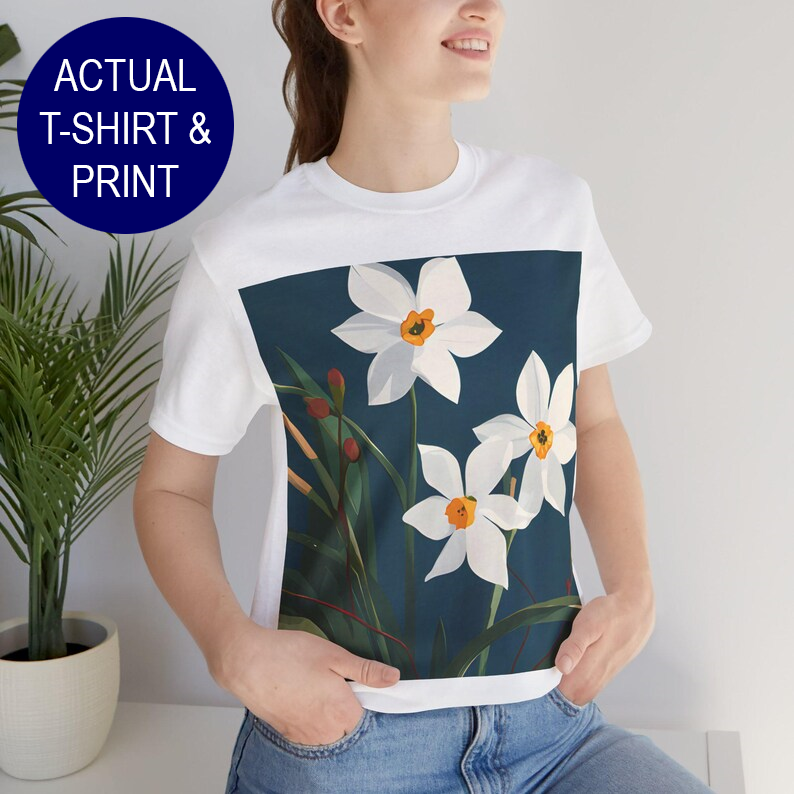 No.90 Floral Fine Art T-Shirt, Premium Quality Tee with YOUR Personalized Quote on Back