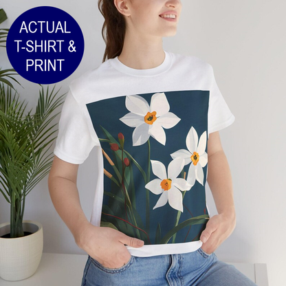 No.90 Floral Fine Art T-Shirt, Premium Quality Tee with YOUR Personalized Quote on Back