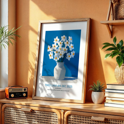 No.12 December Narcissus – Personalised Birth Month Flower Fine Art Print on Museum-Quality Paper