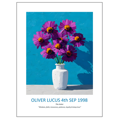 No.09 September Asters – Personalised Birth Month Flower Fine Art Print on Museum-Quality Paper