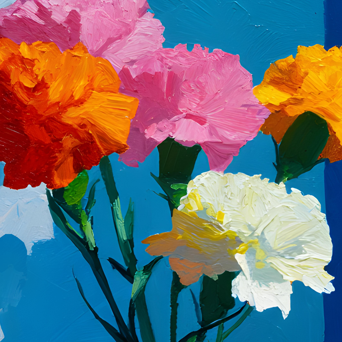 No.13 "January Carnations", Personalised, birth month flower, fine art print on museum grade paper in high quality black wooden frame