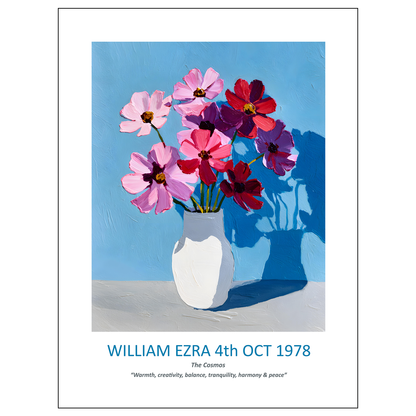 No.10 October Cosmos – Personalised Birth Month Flower Fine Art Print on Museum-Quality Paper