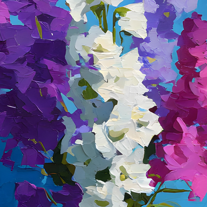 No.19 "July Delphiniums", Personalised, birth month flower, fine art print on museum grade paper in high quality black wooden frame