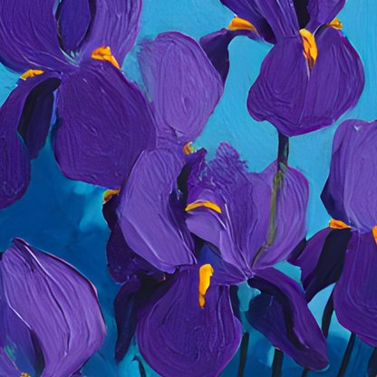 No.14 "February Irises", Personalised, birth month flower, fine art print on museum grade paper in high quality black wooden frame