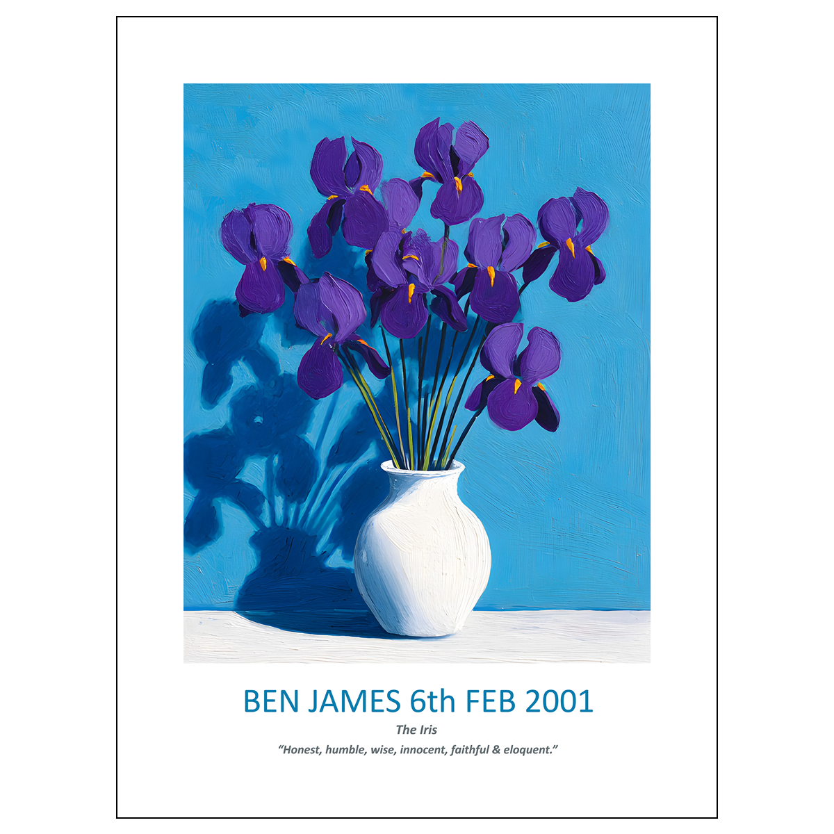No.02 February Irises – Personalised Birth Month Flower Fine Art Print on Museum-Quality Paper