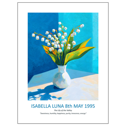 No.05 May Lily of the Valley – Personalised Birth Month Flower Fine Art Print on Museum-Quality Paper