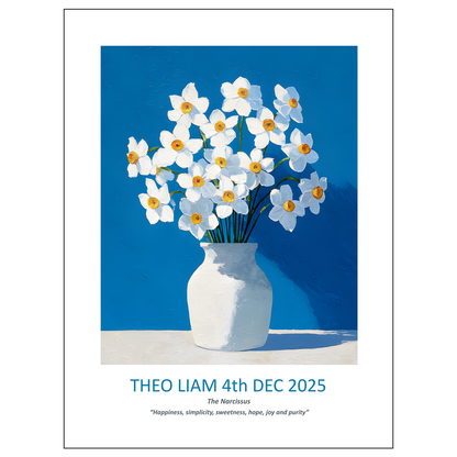 No.12 December Narcissus – Personalised Birth Month Flower Fine Art Print on Museum-Quality Paper