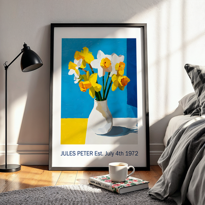 No.25 Personalised fine art flower print on museum gallery quality paper, customise the text to create a lifetime gift