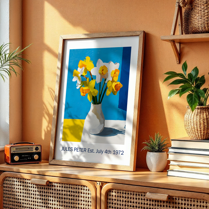 No.25 Personalised fine art flower print on museum gallery quality paper, customise the text to create a lifetime gift