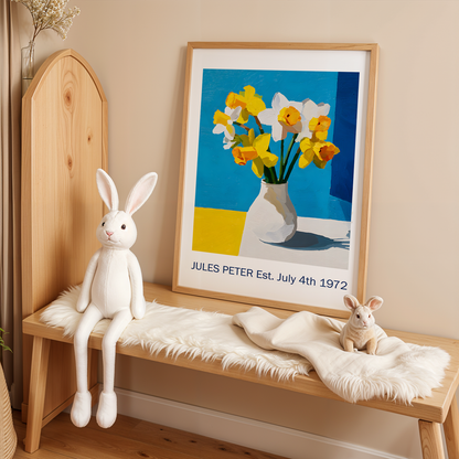 No.25 Personalised fine art flower print on museum gallery quality paper, customise the text to create a lifetime gift