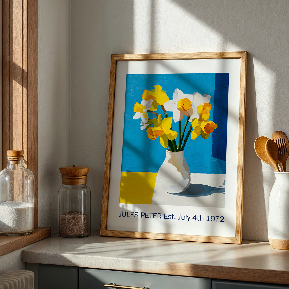No.25 Personalised fine art flower print on museum gallery quality paper, customise the text to create a lifetime gift