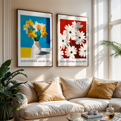 No.25 Personalised fine art flower print on museum gallery quality paper, customise the text to create a lifetime gift