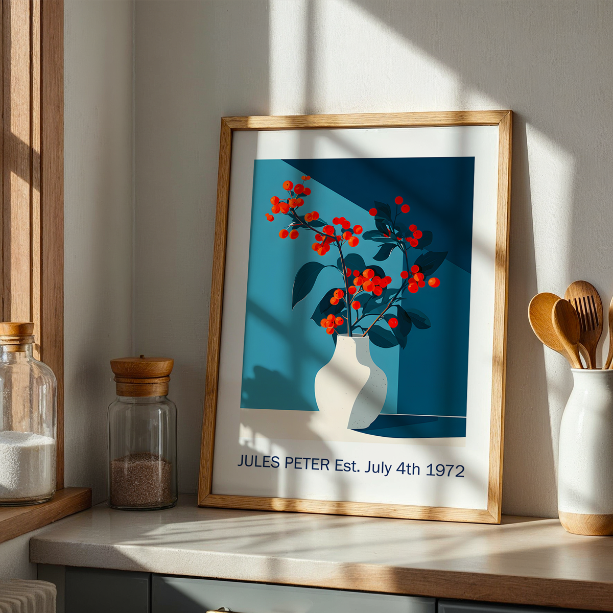 No.27 Personalised fine art flower print on museum gallery quality paper, customise the text to create a lifetime gift