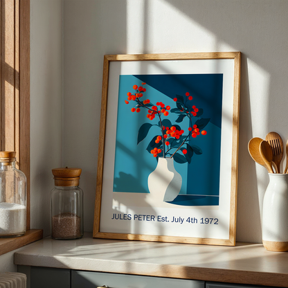 No.27 Personalised fine art flower print on museum gallery quality paper, customise the text to create a lifetime gift