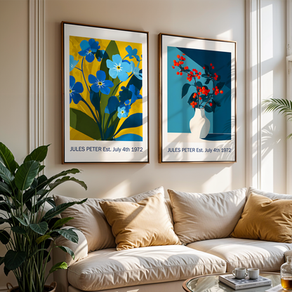 No.27 Personalised fine art flower print on museum gallery quality paper, customise the text to create a lifetime gift