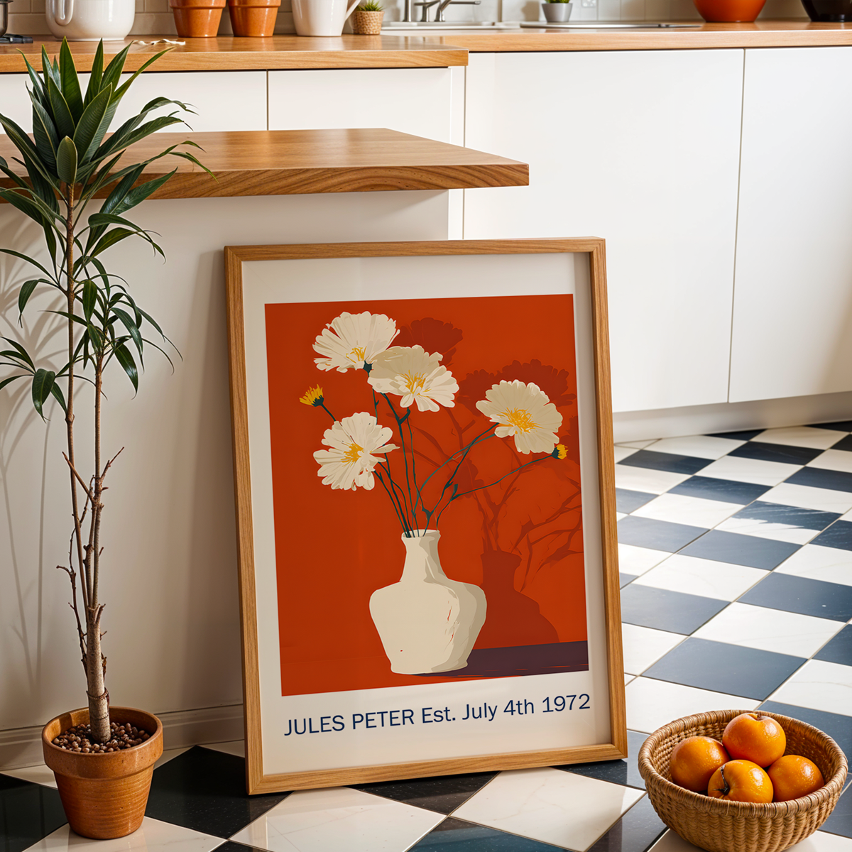 No.28 Personalised fine art flower print on museum gallery quality paper, customise the text to create a lifetime gift