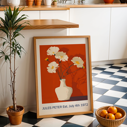 No.28 Personalised fine art flower print on museum gallery quality paper, customise the text to create a lifetime gift