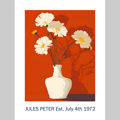 No.28 Personalised fine art flower print on museum gallery quality paper, customise the text to create a lifetime gift