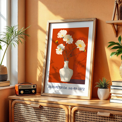 No.28 Personalised fine art flower print on museum gallery quality paper, customise the text to create a lifetime gift