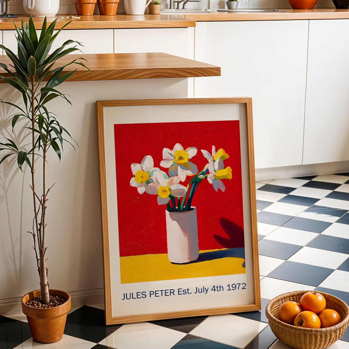 No.29 Personalised fine art flower print on museum gallery quality paper, customise the text to create a lifetime gift