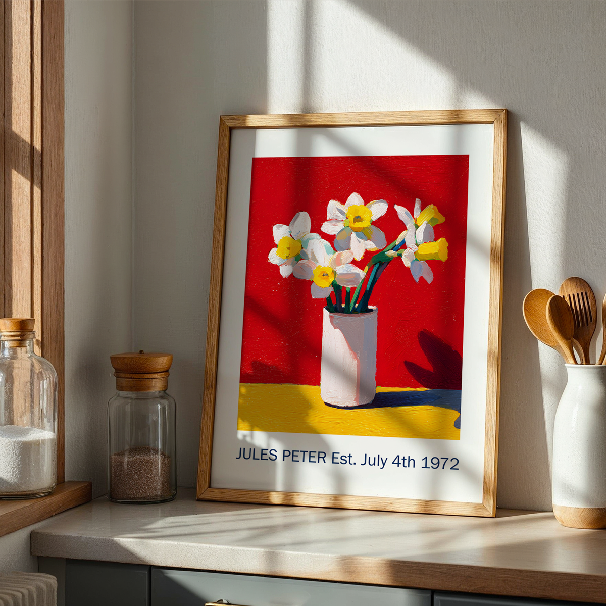 No.29 Personalised fine art flower print on museum gallery quality paper, customise the text to create a lifetime gift